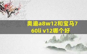 奥迪a8w12和宝马760li v12哪个好